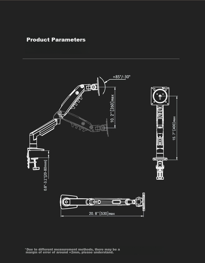 NB Monitor Arm Mechanical Arm Computer Stand Desk Clamp Base Screen Riser Display Arm A5-XE Apple White 17-32 Inch Compatible with Zhuowei 13