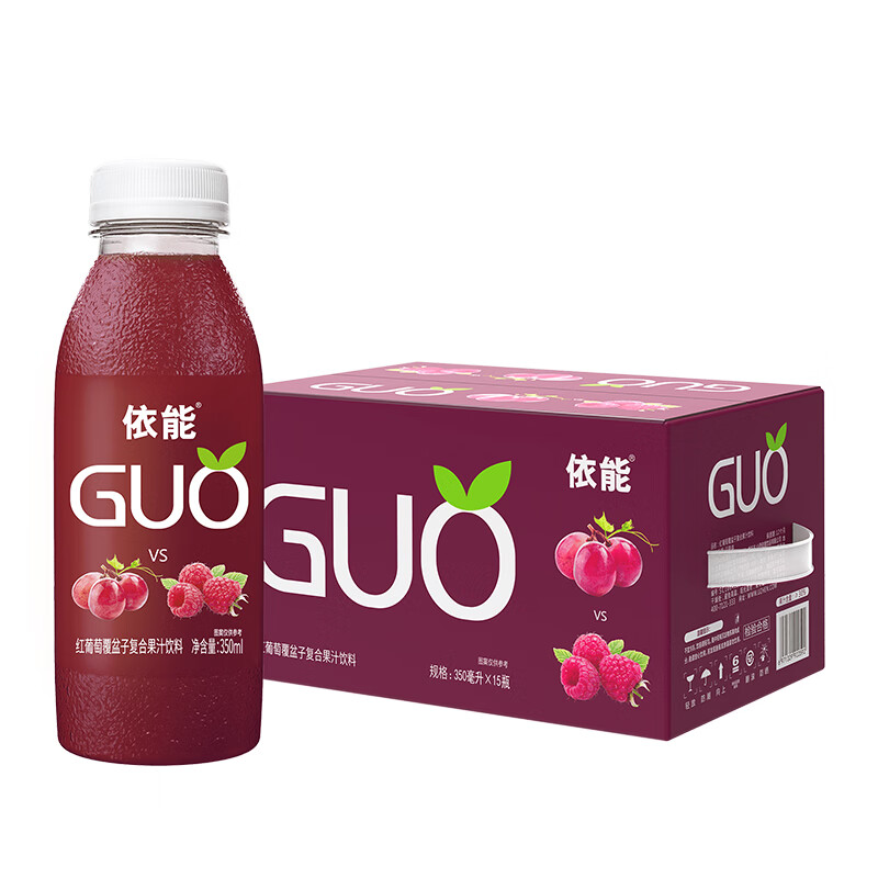 依能GUO 红葡萄+覆盆子混合味饮料 350ml*15瓶 聚餐节日饮料整箱装
