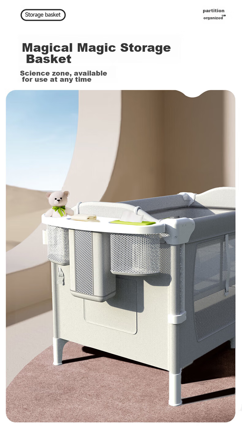 Leyunbaby Multifunctional Foldable Baby Crib, Portable Changing Table, Mobile Baby Soothing Station, Full Moon Gift 12