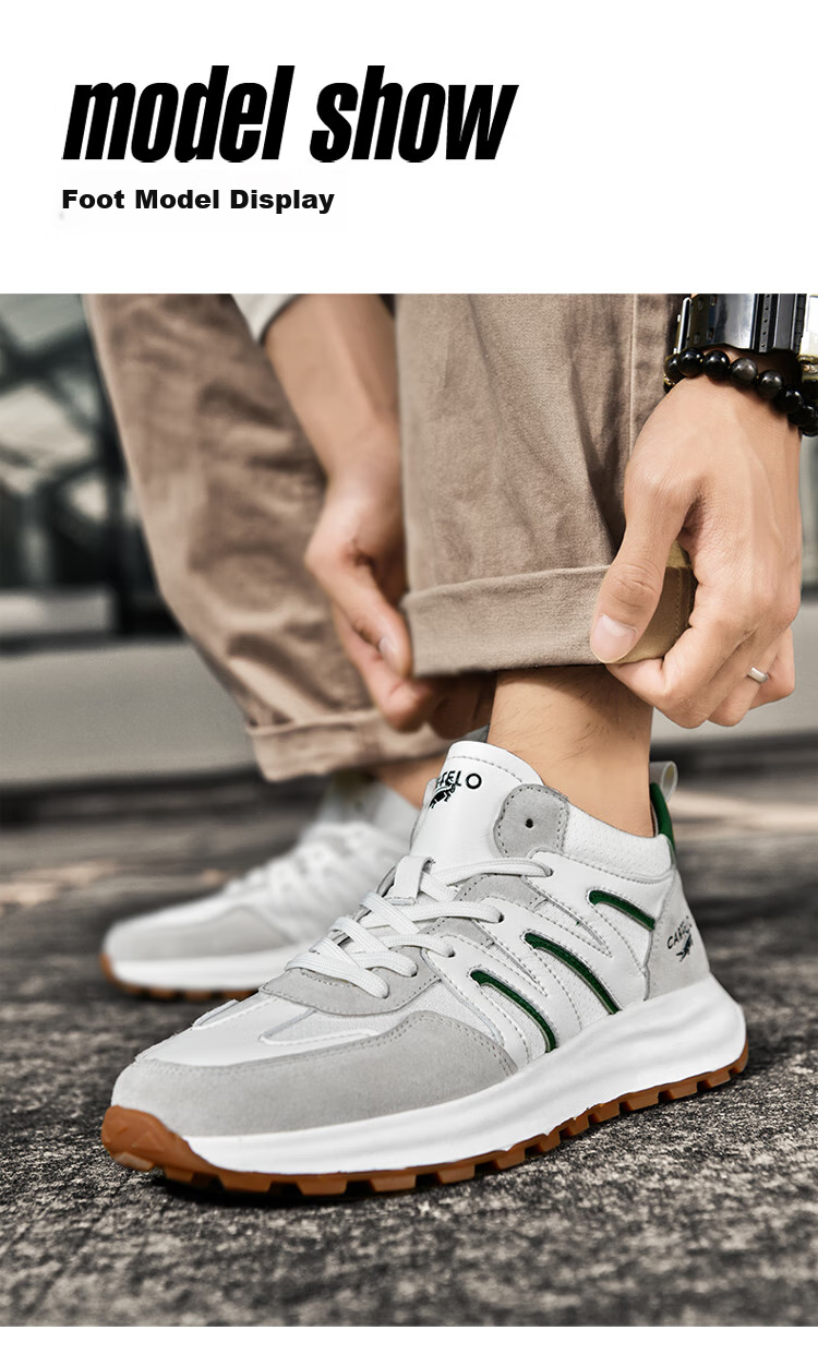 CARTELO Men's Shoes, Spring And Summer Casual Sports Running Hiking Dad Shoes, Travel Sneakers, QH8306, Sand Green, Size 39 39