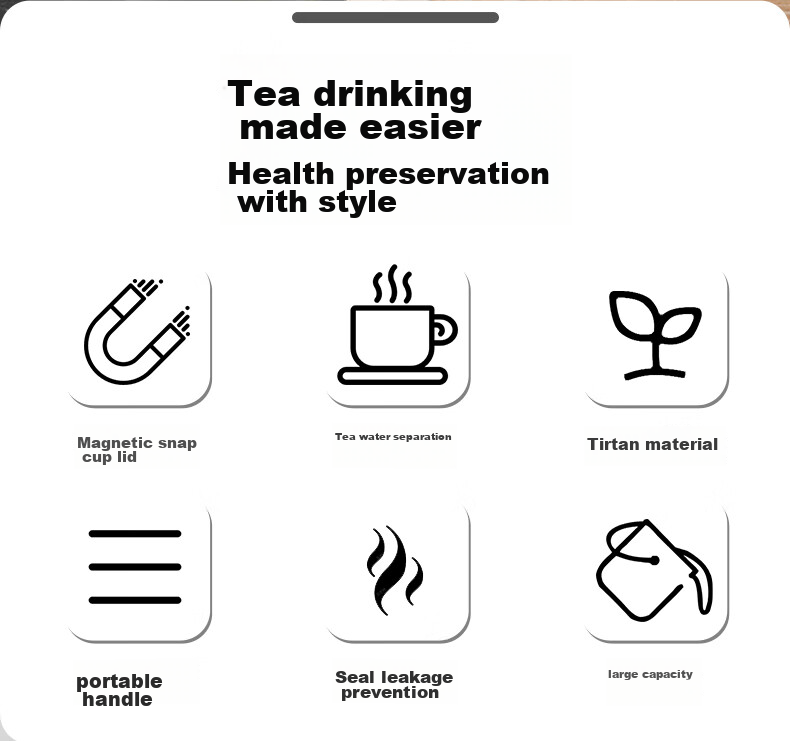 PAKCHOICE Magnetic Tea Infuser Cup, Tea-Water Separation Magnetic Cup, Tritan Large Capacity Tea Infuser Cup, Portable Car Water Bottle 2