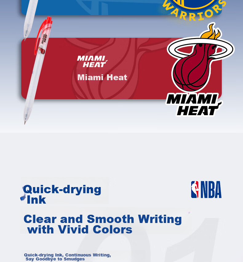 Deli [Best-Selling Product] NBA Quick-Drying Retractable Student Gel Pen, 0.5mm ST Tip, Black, 12 Pcs, SA292 6