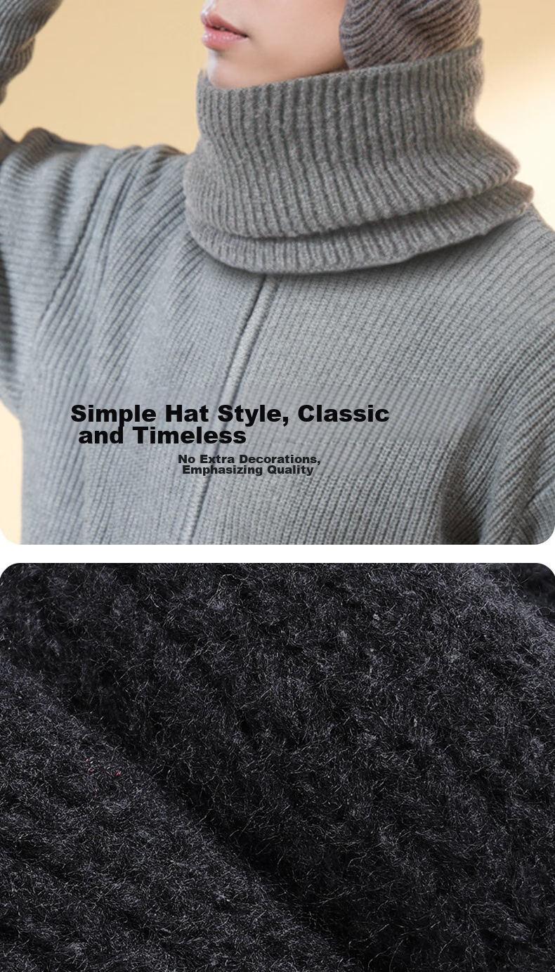 CARTELO Men's Hat, Autumn And Winter Warm Knitted Cap, Fleece-Lined Thickened Cycling Cold-Proof Knitted Hat And Neck Gaiter Two-Piece Set 3