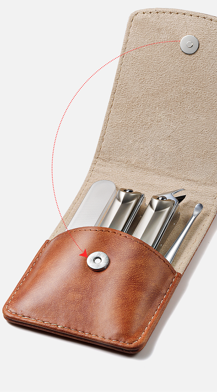 Jindarimei Nail Clipper Set, Ingrown Toenail Anti-Splash Nail Scissors Tool Kit, Four-Piece Set, Stainless Steel Ear Pick Nail File 5
