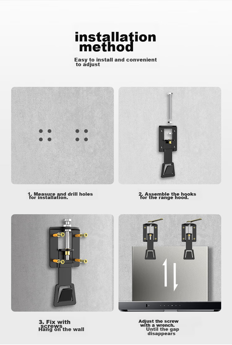 ProPre Range Hood Lifting Hook Installation Bracket Adjustable Universal Floating Mount Plate Thickened Universal Top-Suction 7-Shaped T-Type Extended Range Hood 10