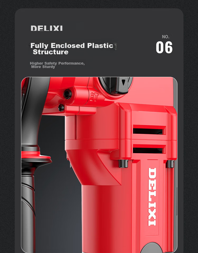 DELIXI Electric Hammer, Chisel And Drill, High-Power Three-In Impact Drill, Concrete, Home Use, Multi-Functional Electric Tool, Plug-In Electric Hammer 39