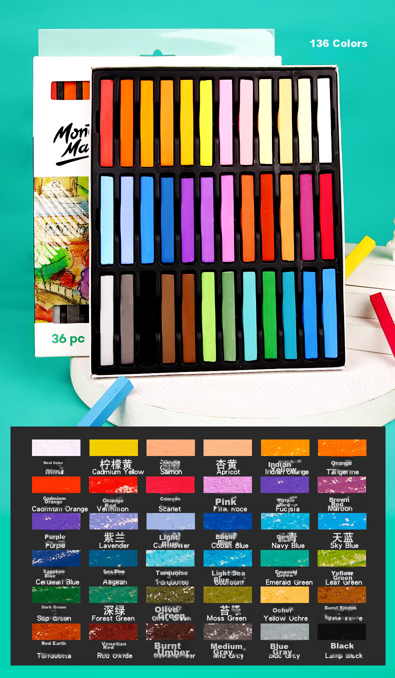Mont Marte Colored Chalk, Drawing Sticks, Colored Chalk for Hand-Drawn Blackboard Reports, 24 Colors, MMPT0017, Sketch Markers for Drawing 13