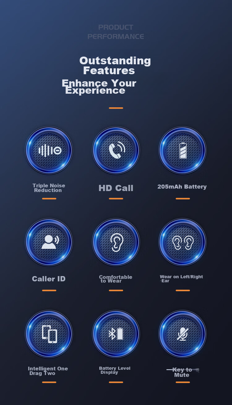 Newmine Wireless Bluetooth Earphones, Single-Ear In-Ear Or Ear-Hook Style, for Sports, Business, Car Use, Driving Headset, Compatible with Apple And Huawei, High-Definition Calling, Smart, Long Battery Life 2