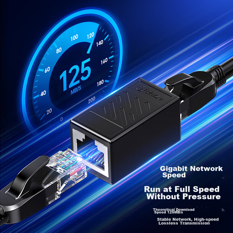 BIAZE Network Cable Adapter, Coupler, Gigabit Shielded Network Extension Connector, RJ45 Network Port Straight-Through Head Crystal Head Double-Through Head Interface for Category 5/6/7 Network Cables