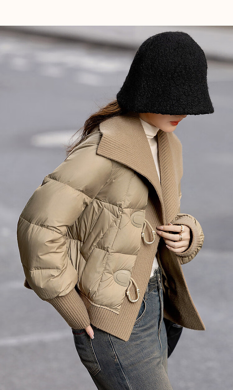 Dme [Mikero Warm Oxygen Bar] Winter Lightweight High-Heat Retention 90% Duck Down Ribbed Lapel Short Women's down Jacket 10