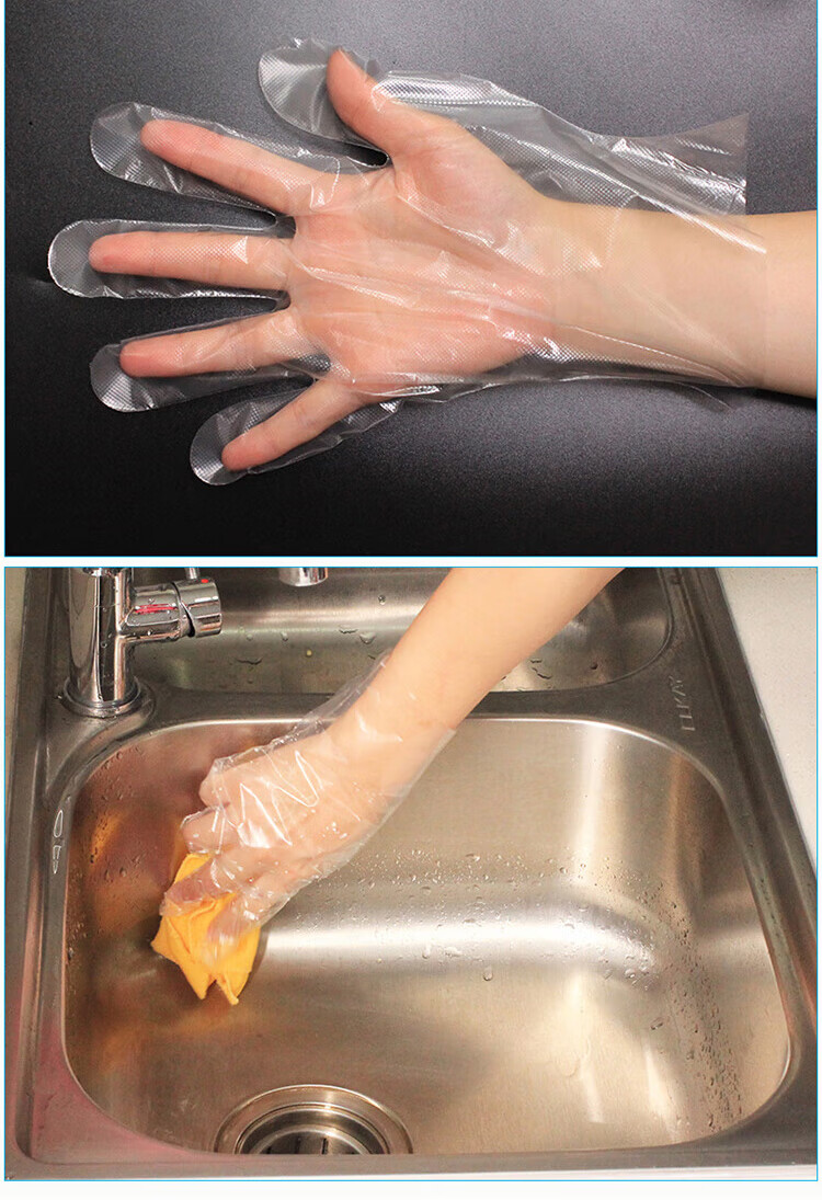 Kelinlai Disposable Imported PE Gloves, 50 Count, Thickened for Food Contact, Skincare, Kitchen, Outdoor Picnic Use 4