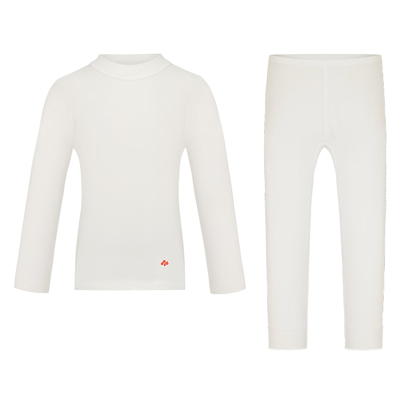 AIMER KIDS Little Heater [Light Warmth] Thermal Underwear for Boys And Girls, Moisture-Wicking And Heat-Generating Autumn Clothing Set, Coconut Milk White, Size 110