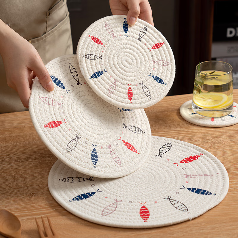 Onlycook Heat-Resistant Placemat, Dish Coaster, Cup Mat, Japanese Minimalist Anti-Scalding Pad, Household Western Dining Mat Bowl Coaster, 18cm
