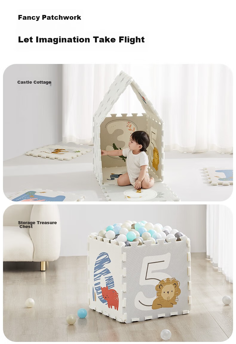 KUB Baby Crawling Mat, Interlocking Thickened XPE, Infant Play Mat, Living Room Children's Floor Mat, 9 Pieces - 165*165*2cm 7
