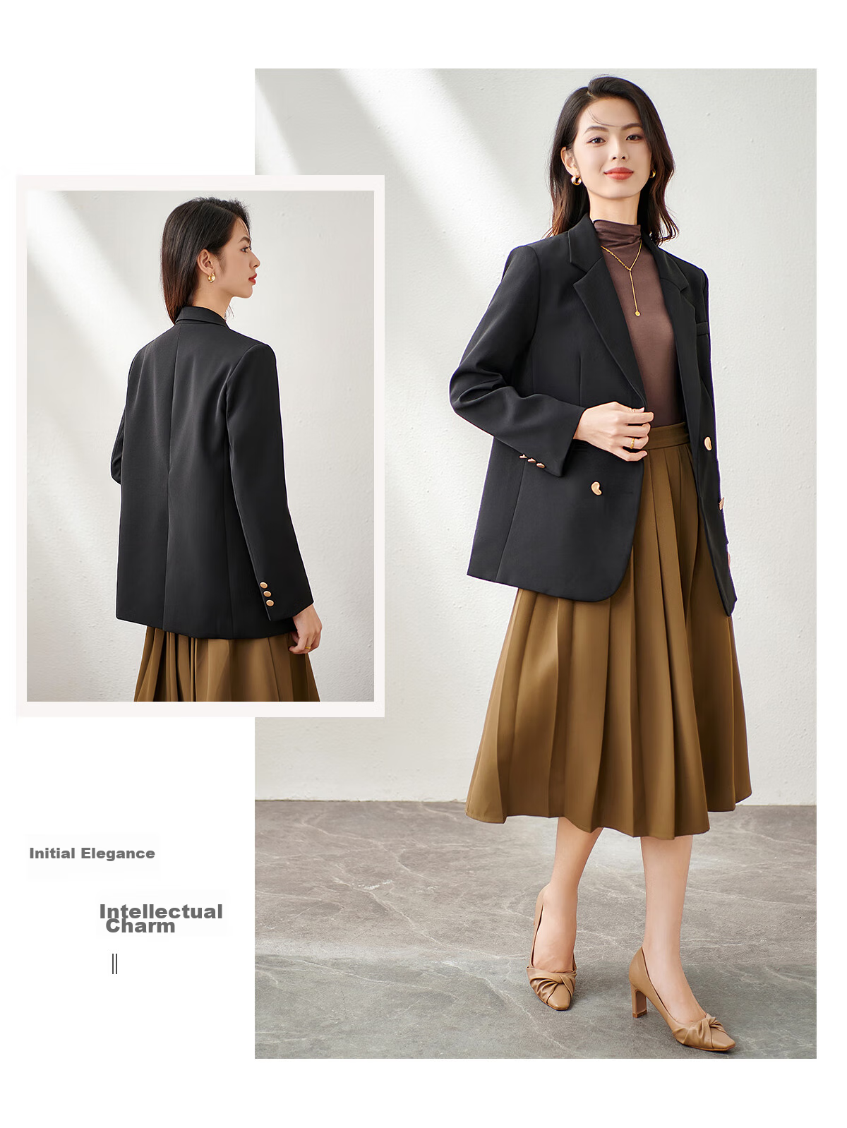 Chushen Spring And Autumn Women's Suit Jacket, Retro High-End Fashion Elegant Commuter Casual Coat Outerwear S143U6009 15