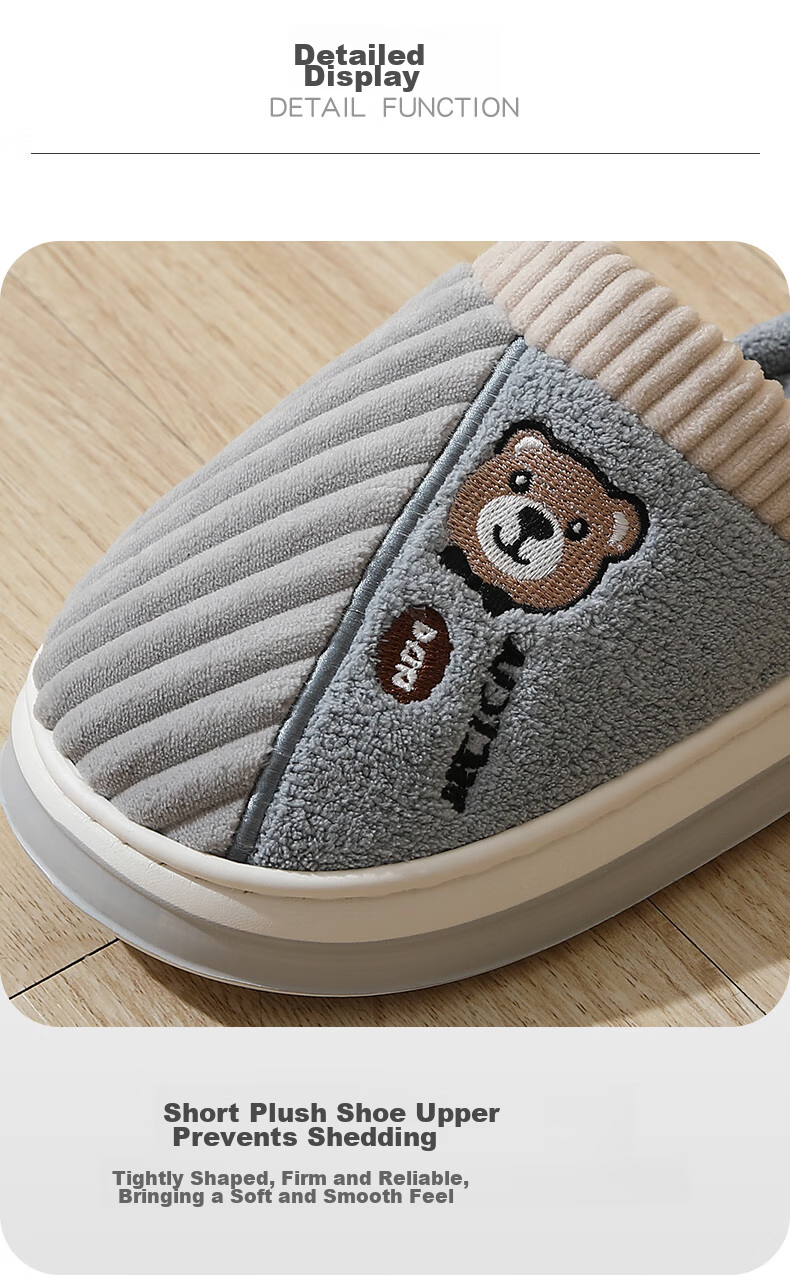 CARTELO Cotton Slippers for Men, Winter Indoor Slippers, Warm Home Cotton Slides, Men's Cotton Shoes, 1517M, Gray, Size 42-43 6