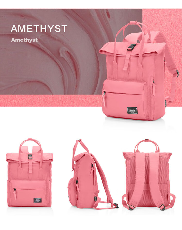 AMERICAN TOURISTER Backpack, Travel Bag, Student Schoolbag, Casual Backpack, Large Capacity Laptop Bag, Roll-Up Bag, 24G Yellow 15