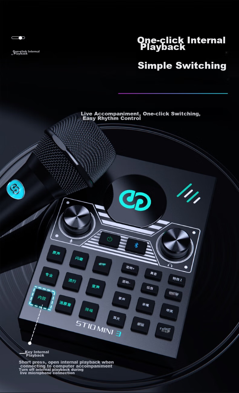 Seeknature ST10mini Sound Card Kit for Mobile Phone Live Streaming, Computer, Douyin, Kuaishou, Singing, Karaoke Recording, Live Streaming Equipment Complete Set with Condenser Microphone, All-Purpose Influencer Tool Microphone 5