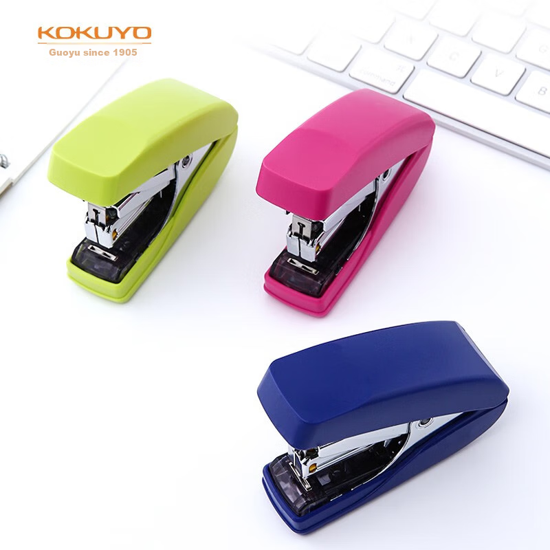 Степлер KOKUYO SL-MF55, портативный, для студентов, компактный, с плоским скреплением, желто-зеленый