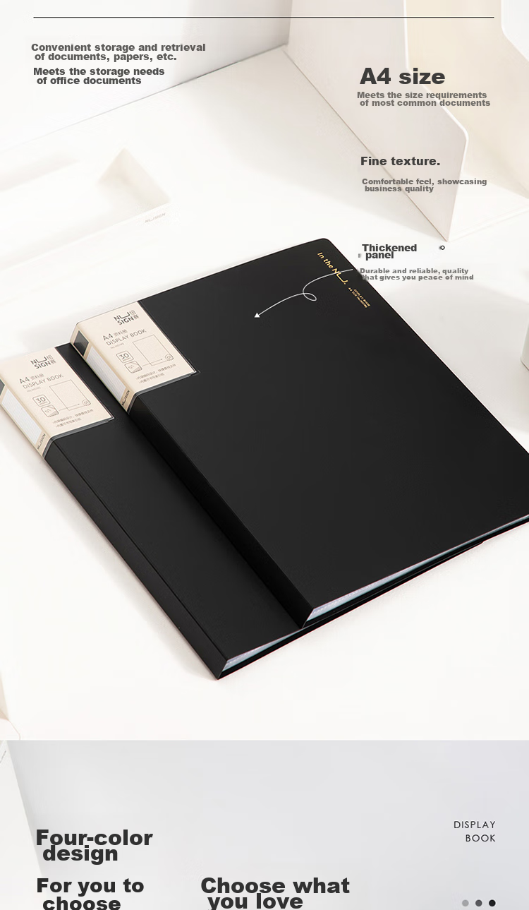 Deli A4/60-Page Document Folder with Transparent Loose-Leaf Pockets for Contract, Voucher And Invoice Management, Office Supplies, Ink Sea Blue NS192 3