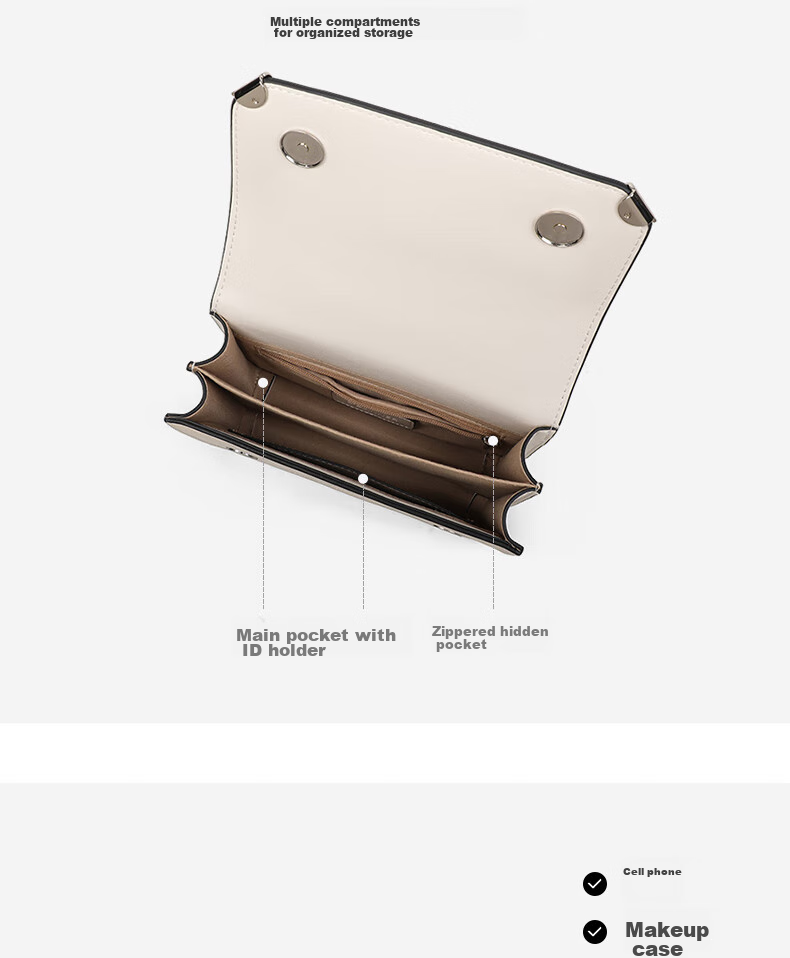 C.BANNER Leather Handbag, Women's Chain Small Square Bag, Shoulder Crossbody Phone Bag, Brand Birthday Gift for Girlfriend on May 20 4
