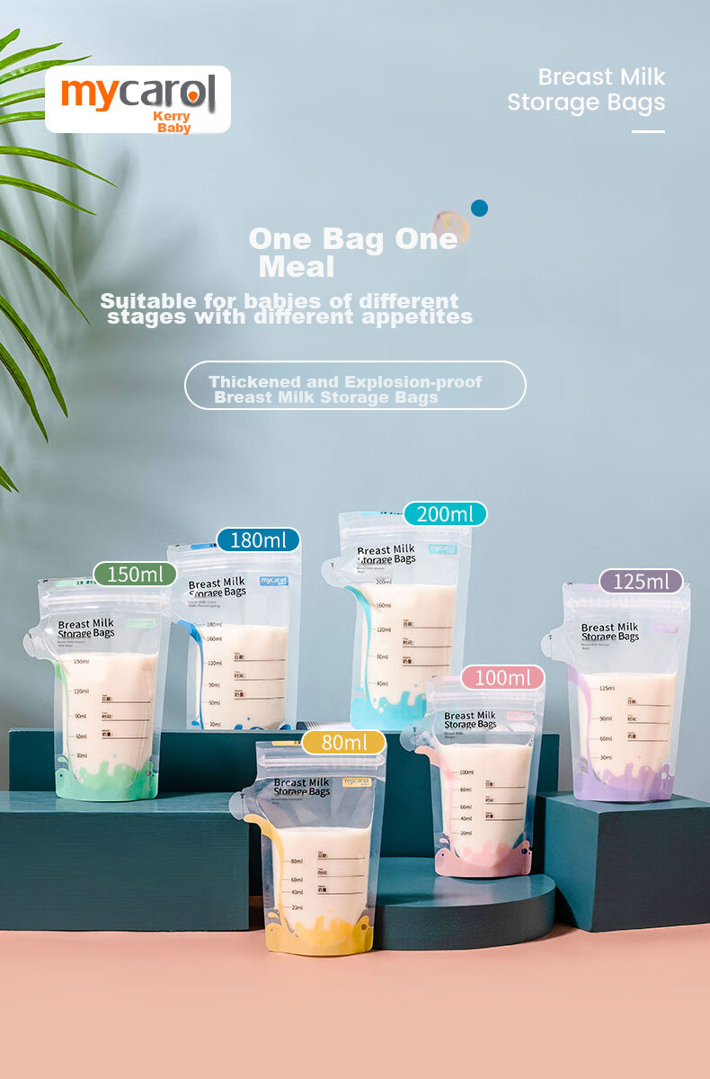 MyCarol Bottle Storage Bags for Breast Milk, Disposable Milk Powder Dispensing Bags for Baby Food Storage, 100ml*32 Pieces 1
