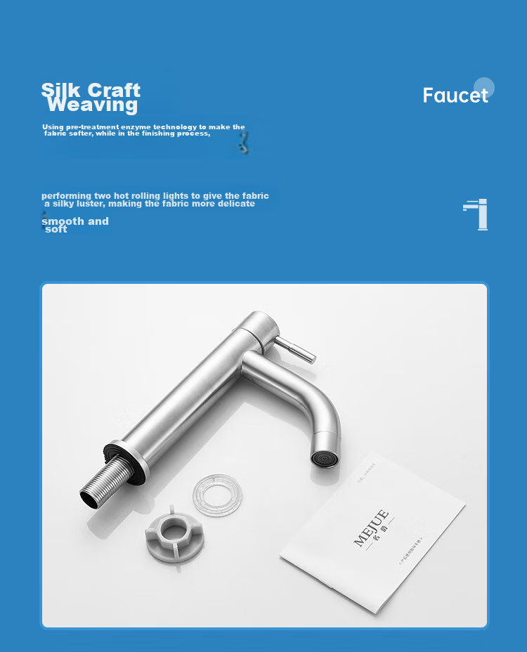 MEJUE Basin Faucet, Bathroom Sink Washbasin Vanity Heightened Faucet, Stainless Steel Single Cold Water Tap Z-016481 16