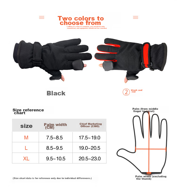 KYOTSU Photography Gloves, Winter Outdoor Use, Cold-Proof, Warm, Waterproof, Professional Photography Gloves, Size M, Black And Red 3