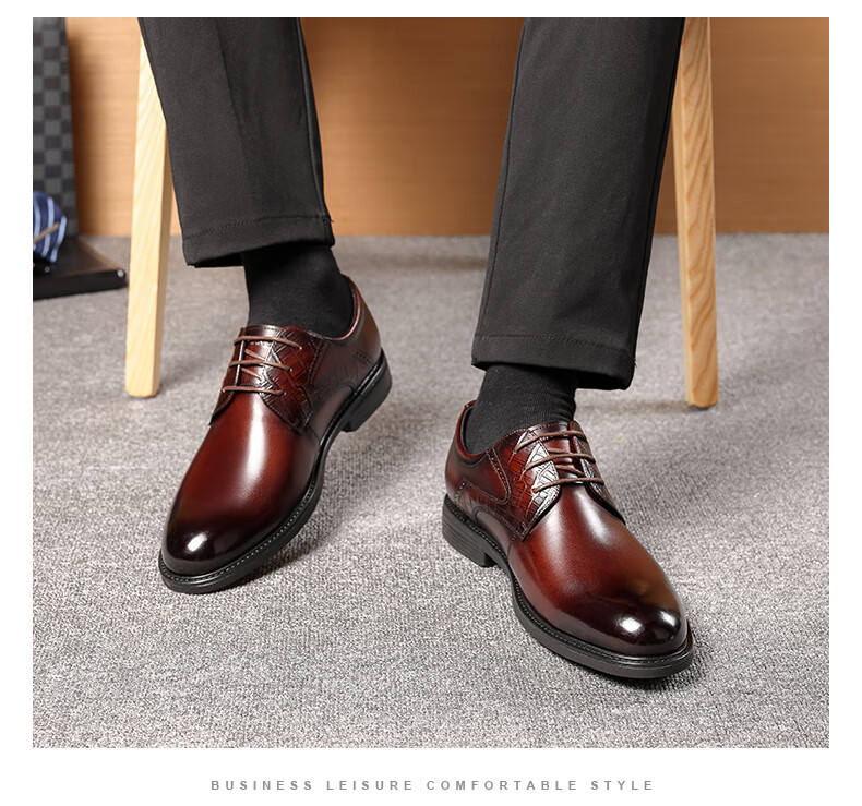 LAORENTOU Men's Leather Business Casual Shoes, Spring Autumn Fashion Comfortable Dress Shoes, Black, Size 38, Model LA12283 13