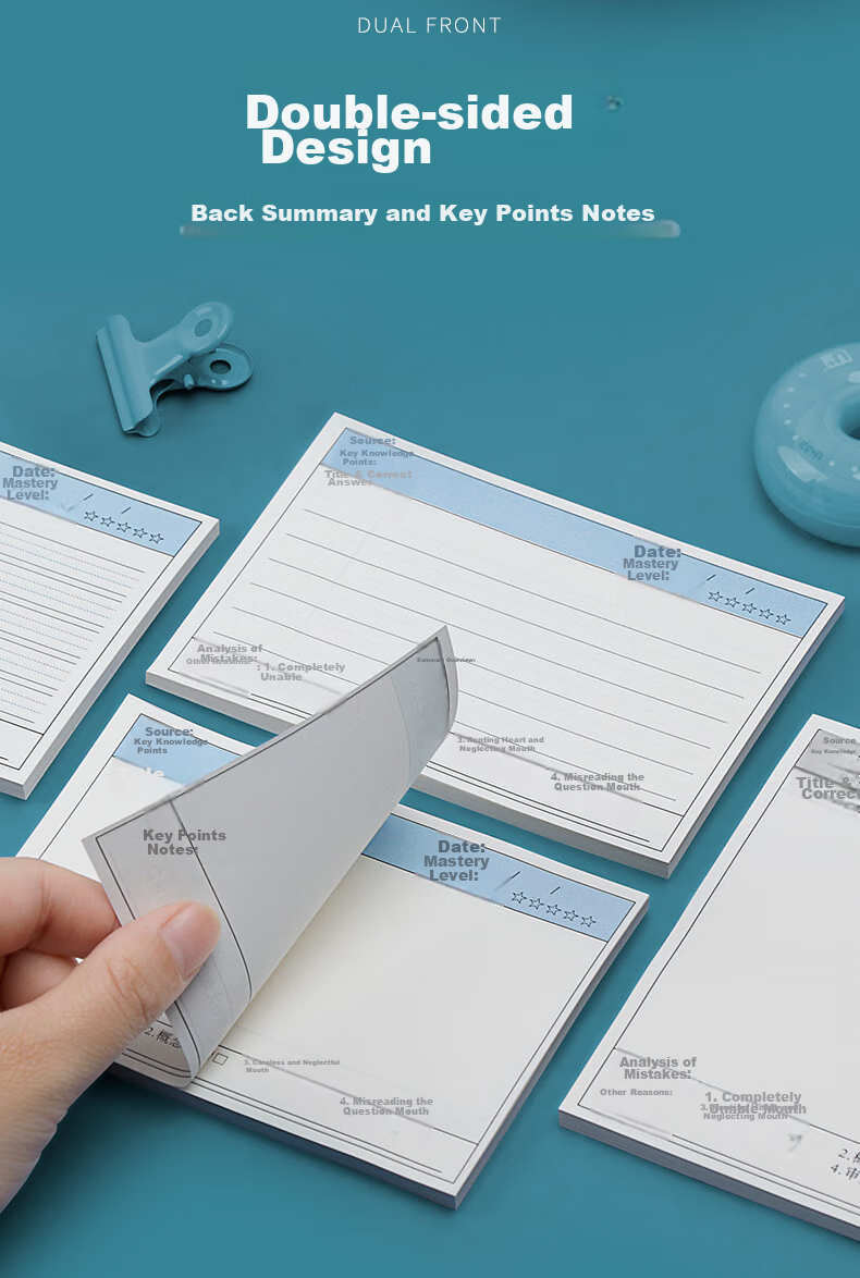 Huaxiawanjuan Error Correction Sticky Notes for Students, English And Math Correction Pads, Self-Adhesive Memo Paper, Homework Correction Stickers, Reusable Double-Sided Notes, Horizontal Version, 1 Book (50 Sheets) 6