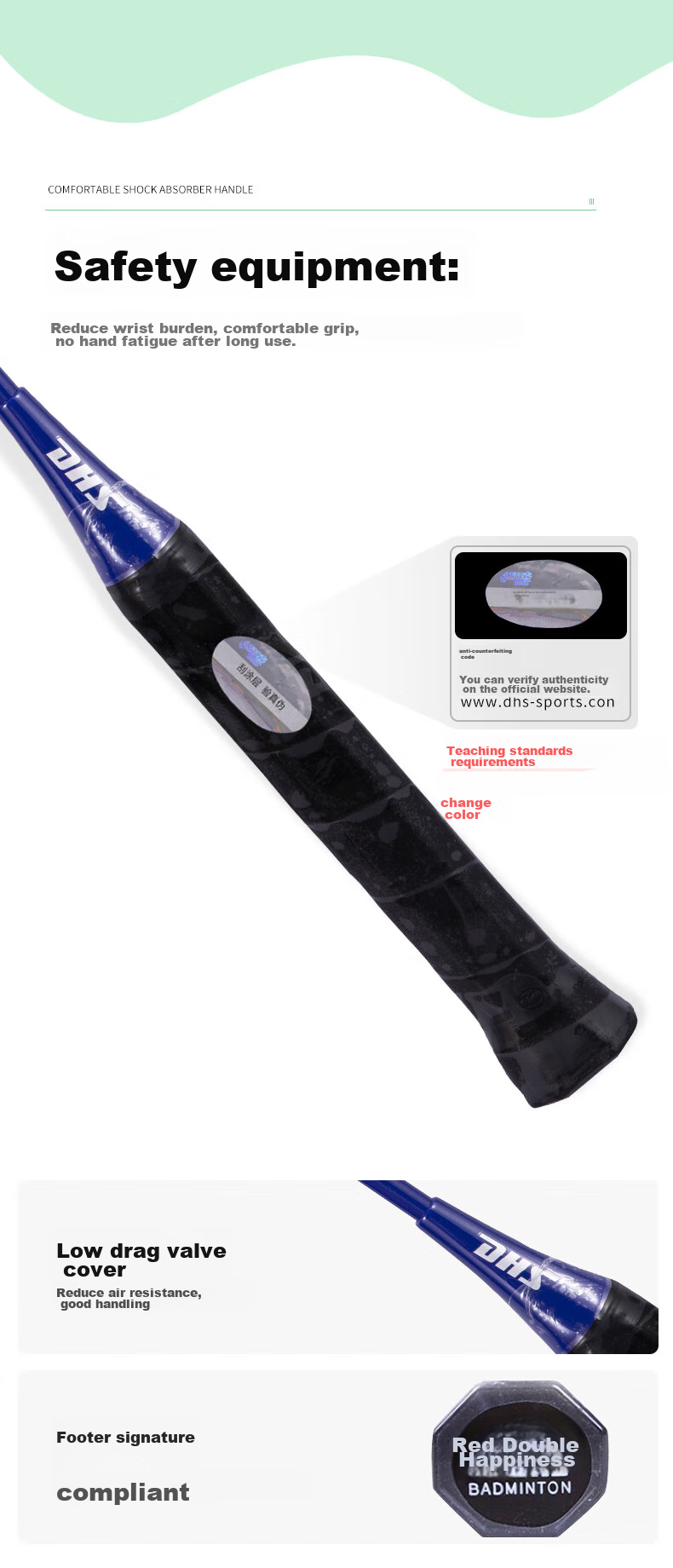 DHS Badminton Racket Set of 3, Family Type E-TX202, Pre-Strung 7