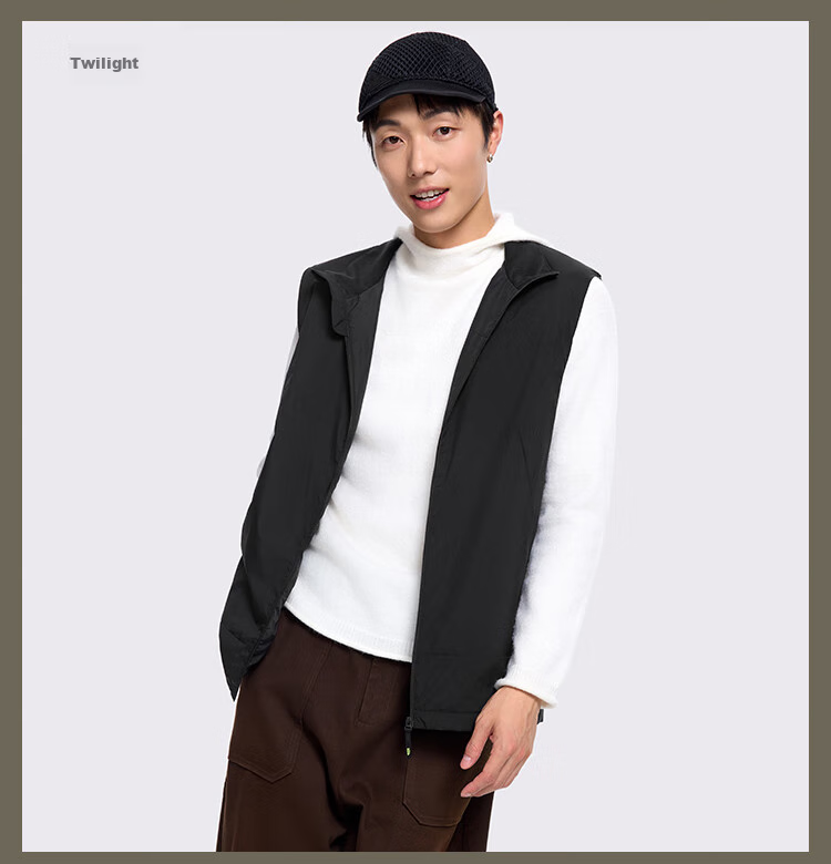 Beneunder Men's Down Vest Jacket with Stand Collar, Outdoor Wear Inner Layer CL97324 Twilight Black 175/96A(L) 31