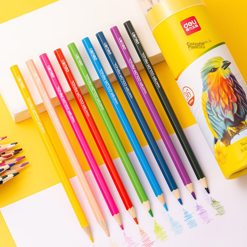 Deli 36-Color Oil-Based Colored Pencils, Wooden Hexagonal Barrel, Student Coloring Set, Professional Art Supplies, Stationery, Gift for Girls And Children, Doodling, Graduatio
