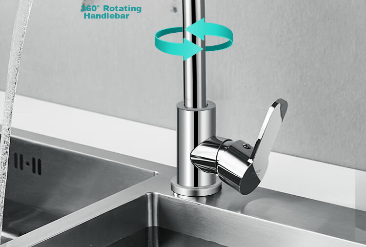 MEJUE Kitchen Faucet, Stainless Steel Double Water Spray, 360° Rotating Hot And Cold Dual Control, Sink Basin Z-011341 9