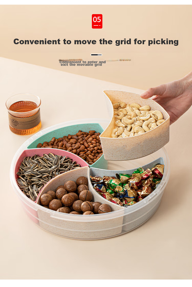 Daisy Leaf Large Capacity Dried Fruit Snack Storage Box for New Year Living Room Coffee Table Sunflower Seeds Candy Nuts Fruit Organizer 5