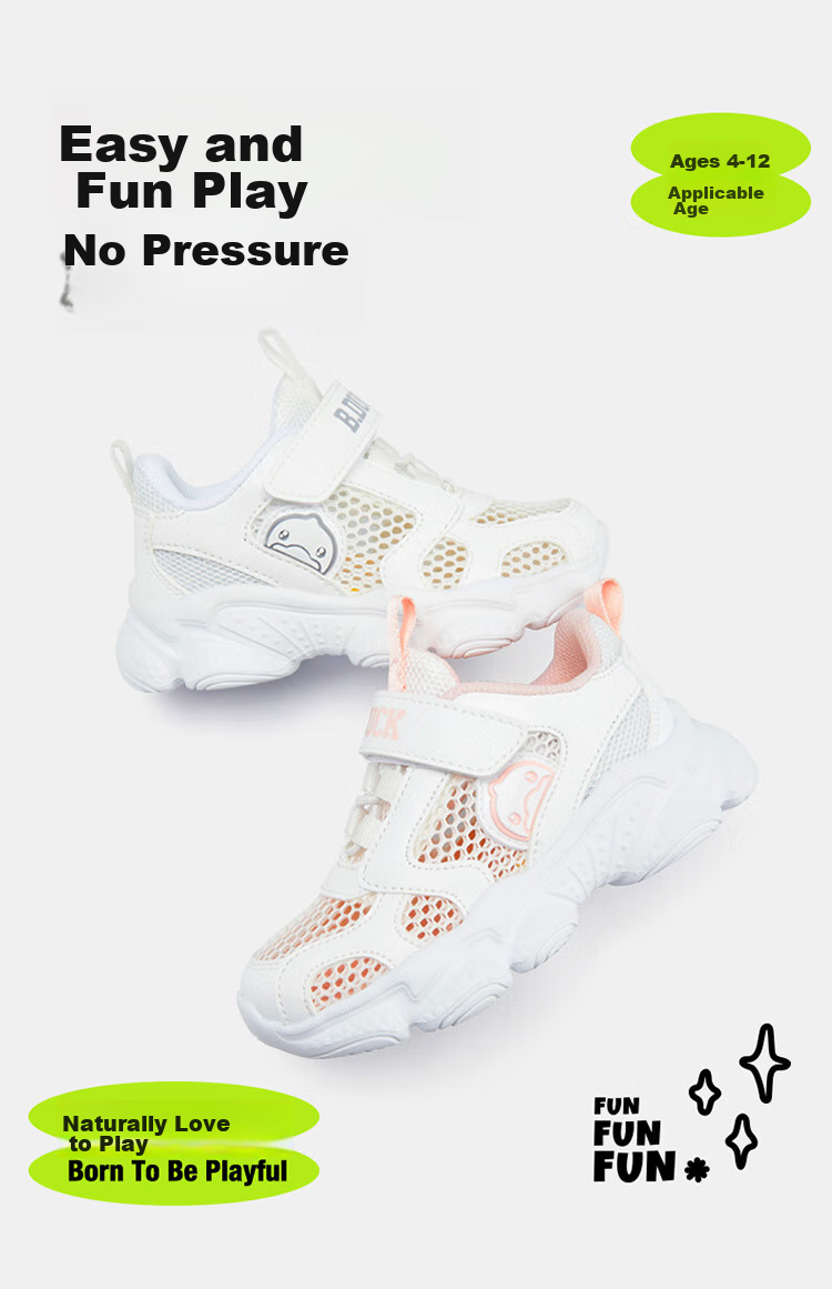 B.Duck Children's Sports Shoes for Boys And Girls, Summer White Sneakers with Single Mesh Breathable Design, Running Shoes 5001 White And Pink Size 33 1