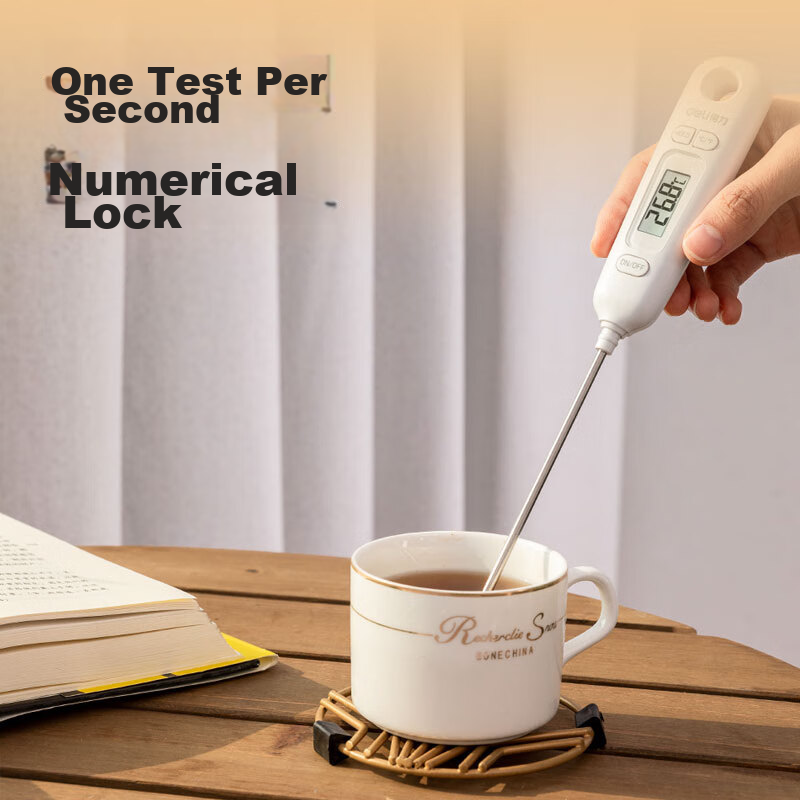 Deli Probe Thermometer Baby Milk Thermometer Kitchen Oil Thermometer with Protective Sleeve And Battery 8897