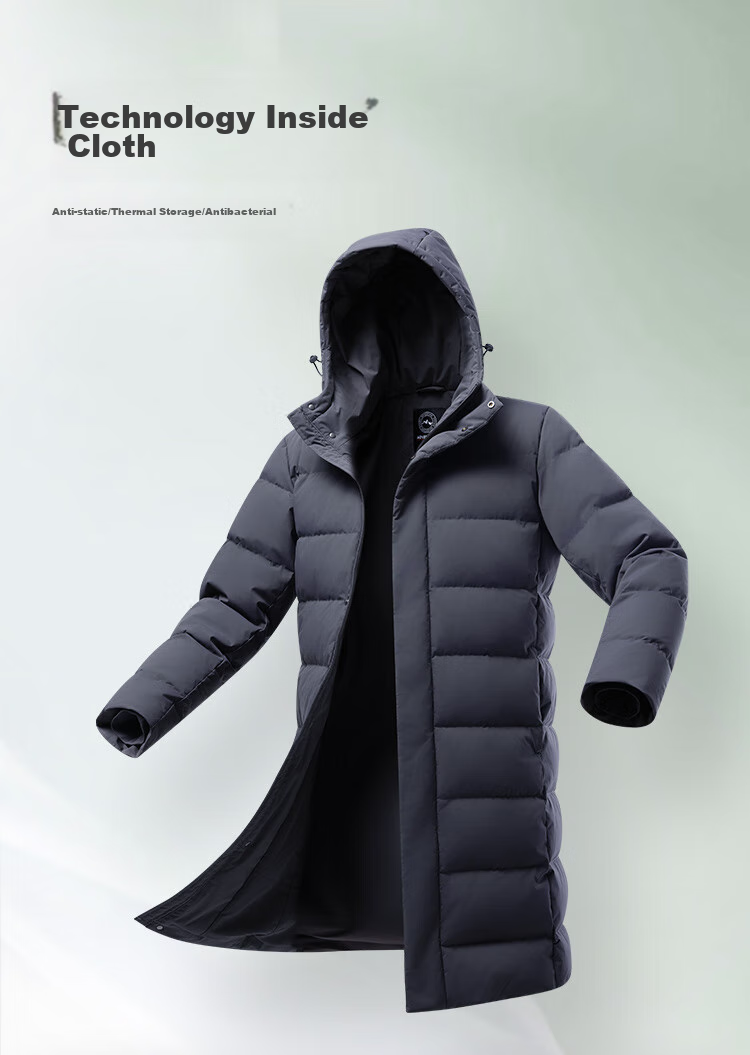 JD Original down Jacket for Men, Duck Down Thickened Cold-Resistant Workwear Puffer Coat Water-Repellent Winter Mid-Length Black Coat Size S 11