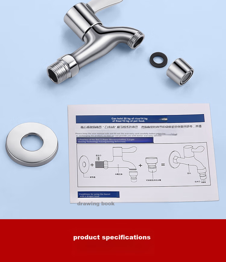 CVBAB Mop Sink Faucet, Single Cold Quick-Open Tap, Extended Faucet for Mop Sink CV3512 13