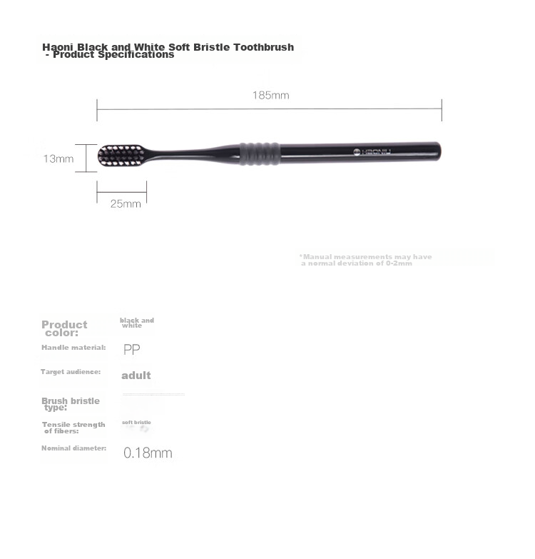 HAONIU Black And White Soft Bristle Toothbrush, Adult Toothbrush, Pack of 4 9