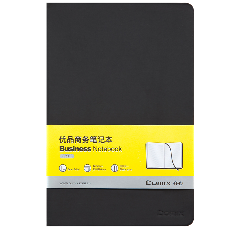 COMIX Business Hardcover Notebook, 120 Sheets, Office Journal, Meeting Notebook, A5 Size, Black, C5902, Pack of 4, Leather Cover Notebook, Office Essential, Durable, Back-To Seaso