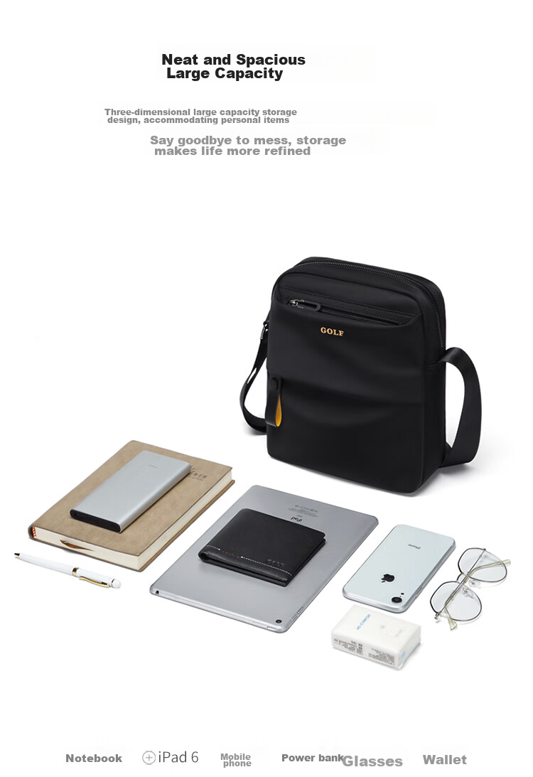 GOLF Shoulder Bag for Men, Casual Crossbody Bag, Phone And IPad Bag, Water-Resistant Commuter Sports Messenger Bag, Gift for Boyfriend 11