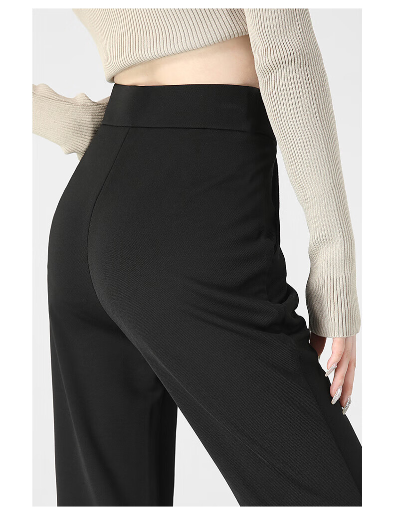 LangSha Women's Spring Thin High-Waist Slim Flared Trousers Casual Draped Long Pants 12