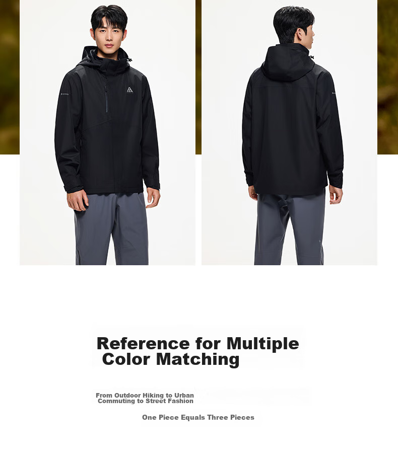 ANTA Water Shell Jacket | Dadi Zhike 3.0 Functional Three-In Jacket for Men, Windproof, Waterproof, Fleece-Lined, Two-Piece Set 29
