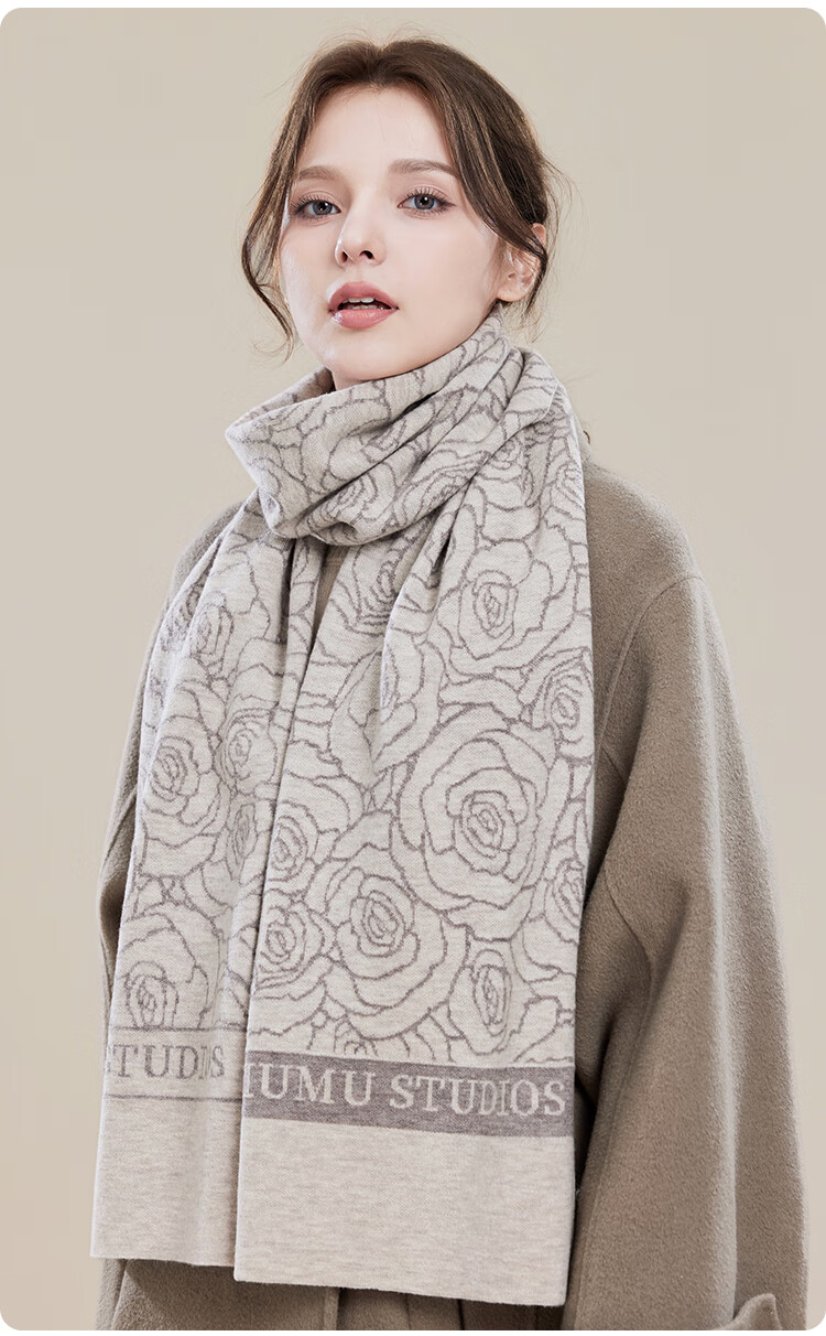 JIUMU Wool Scarf for Women, Autumn And Winter Neck Warmer, Warm Shawl, Gift for Girls Or Mothers, Mid-Autumn Festival Birthday Gift, Gift Box Set 11