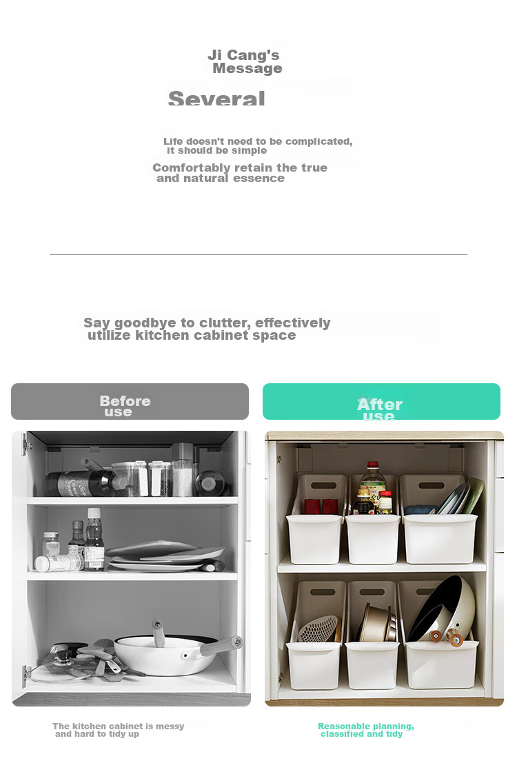 Jicang Kitchen Utensil Storage Box, Pot Lid Rack, Cabinet Organizer Basket, Storage Container with Wheels, Widened Versio 2