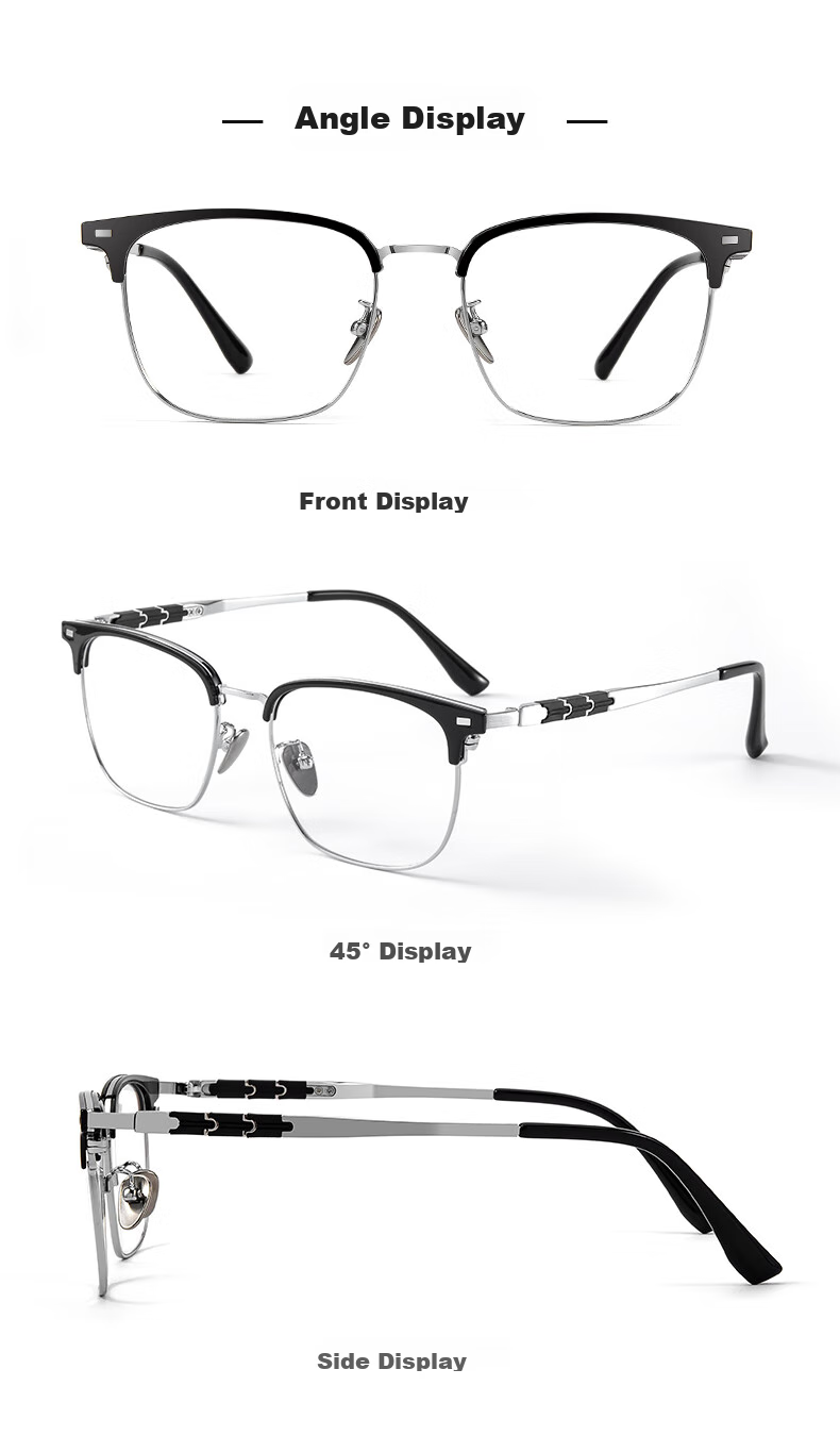 Jingbang Men's Prescription Glasses Blue Light Blocking Photochromic Fashion Transparent Browline Frame Eyewear S9615 21