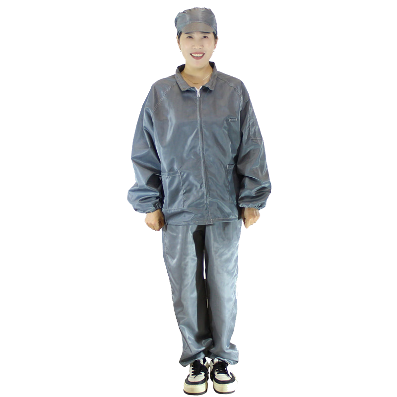 Zhierkang Antistatic Two-Piece Hooded Cleanroom Suit, Gray 4XL Size, Cleanroom Painting Dust-Proof Workwear Set