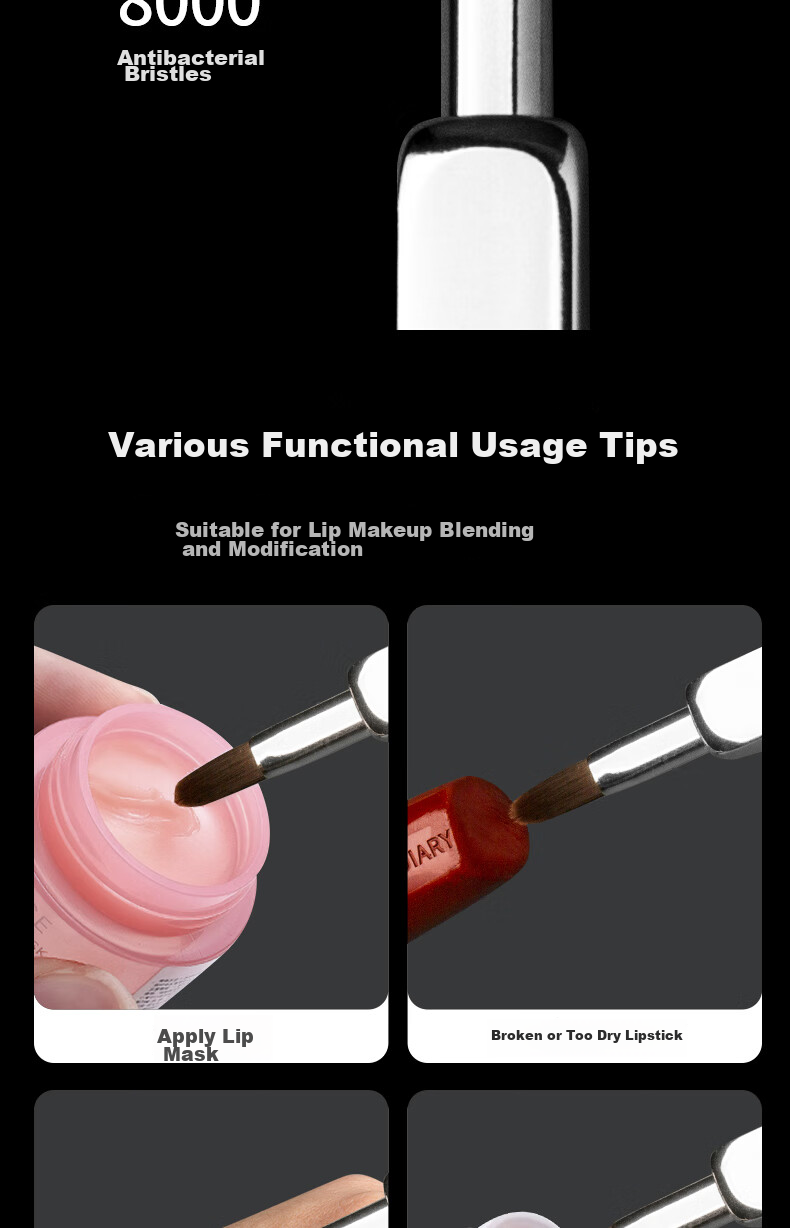AOLANLA Portable Retractable Lip Brush, Skin-Friendly Soft Lipstick Brush, Multifunctional Blending And Concealing Brush, Single Makeup Brush 5