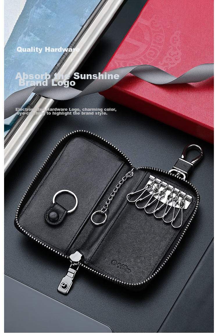 Goldlion Men's Key Case Gift Box, Card Holder, Male Keychain, Waist-Hanging Key Ring, Birthday Gift for Gifting 7